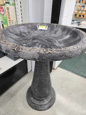 Gray Fiber Clay Birdbath