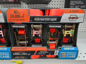 SmartStrap 149 Tie-Down, 1 in W, 10 ft L, Polyester, Orange, 1000 lb, S-Hook End Fitting, Steel End Fitting