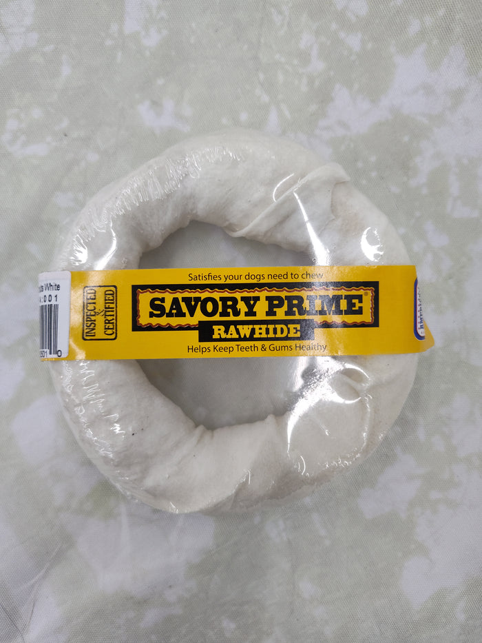 Rawhide Donut, White, 4 inches