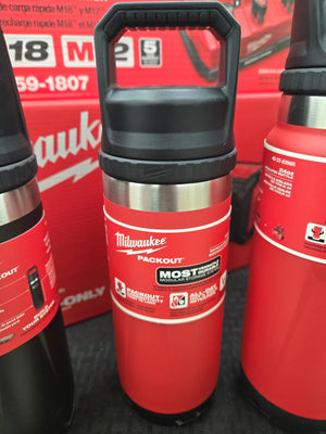 Milwaukee PACKOUT Series Insulated Bottle, 18 Oz, Stainless Steel, Red