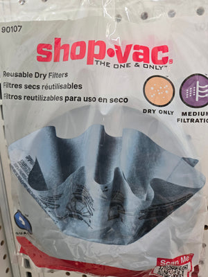 Shop-Vac 9010733 Reusable Dry Filter Disc Filter Paper with RE