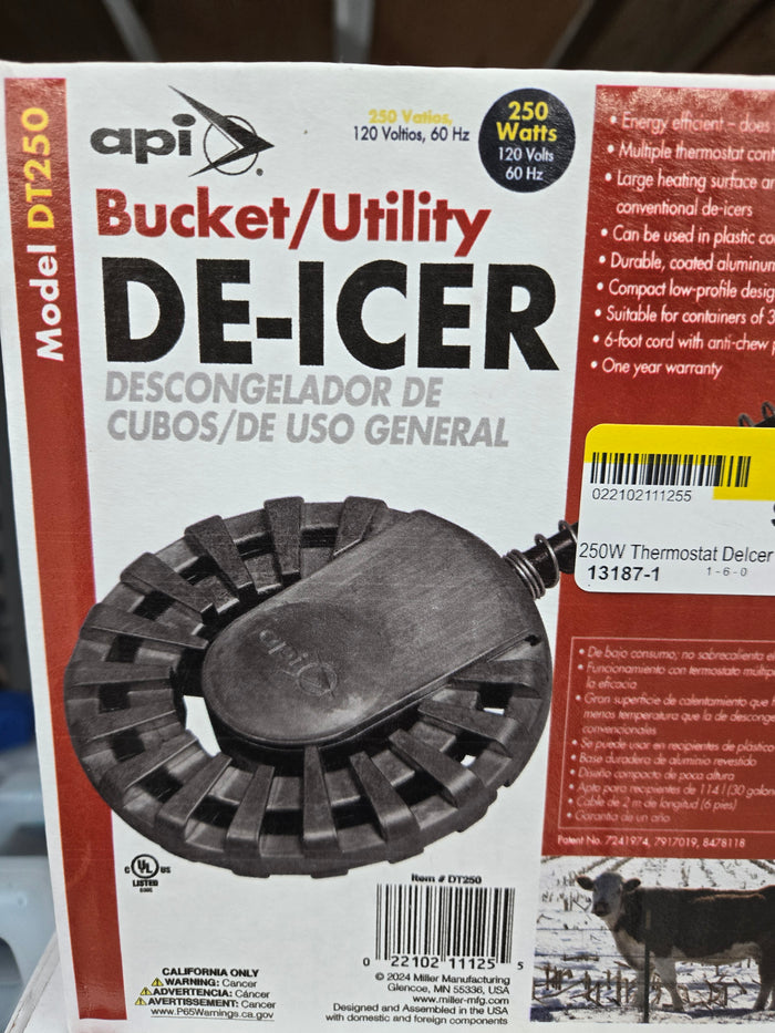 Bucket/Utility De-Icer 250W Thermostat DeIcer