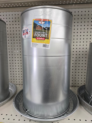 Galvanized Double Wall Fount | 8 Gal. Steel Poultry Font