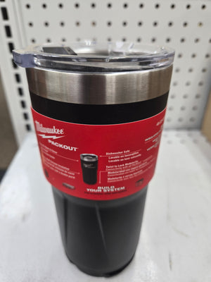 Milwaukee PACKOUT Tumbler, 20 oz, Metal, Black, Insulated, Sliding Magnetic Lid