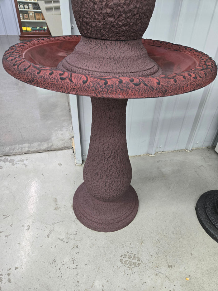 Red Fiber Clay Bird Bath