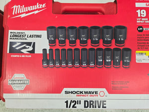 Milwaukee 49-66-7012 SHOCKWAVE Impact Duty Series Socket Set, Chrome Molybdenum Steel 6PT SAE