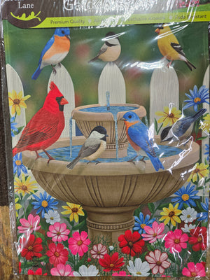Birdbath Garden Flag