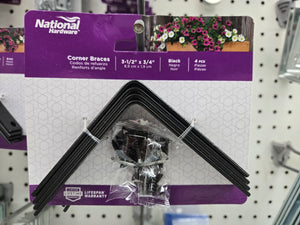 Corner Brace STL BLK 3.5X3/4IN