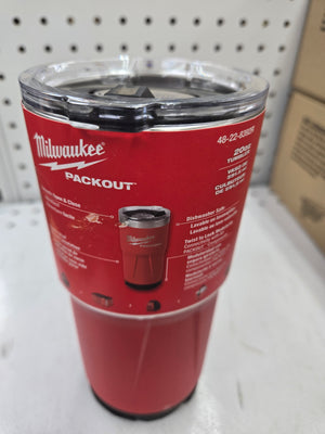 Milwaukee PACKOUT Tumbler, 20 oz, Sliding Magnetic Lid, Metal, Red, Insulated