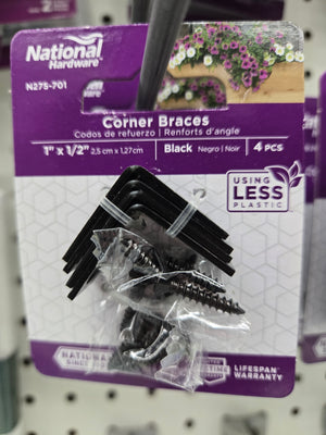 Corner Brace STL Black 1x1/2in