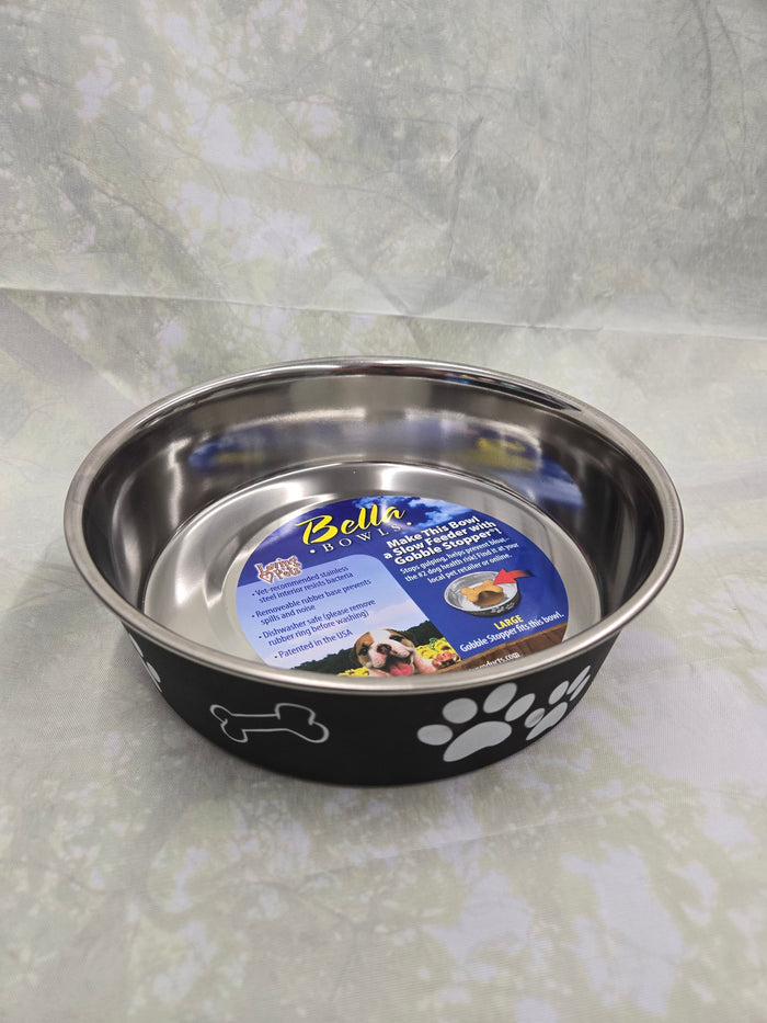Loving Pets 7406LE Pet Feeding Bowl, Large, 52 Oz, Polyresin/Stainless Steel, Espresso