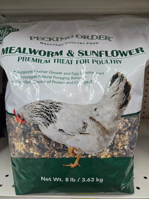 Pecking Order 009329 Mealworm/Sunflower Chicken Treat, 8 lb Bag (9329)