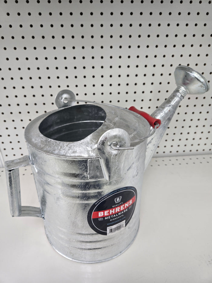 Behrens 210RH Watering Can, 2.5 Gal, Steel, Gray, Galvanized, Red Wooden Handle