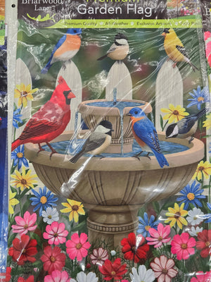 Birdbath Garden Flag