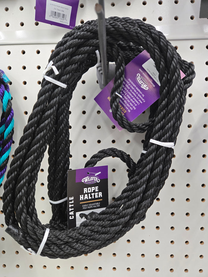 Poly Rope Cattle Halter 7' Black Rope Halter
