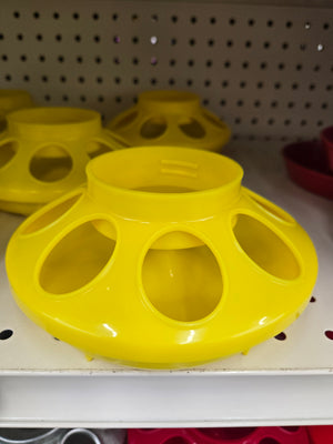 8QT Yellow Plastic Screw-On Poultry Feeder Base