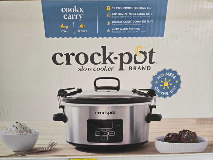 Crock-Pot Cook & Carry 4-Quart Slow Cooker with Digital Control, Stainless Steel