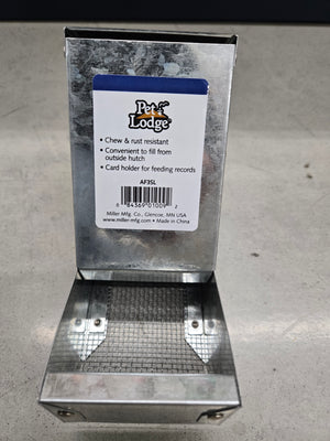 Galvanized Small Animal Feeder with Lid 3" Sifter Btm. Rabbit Fe