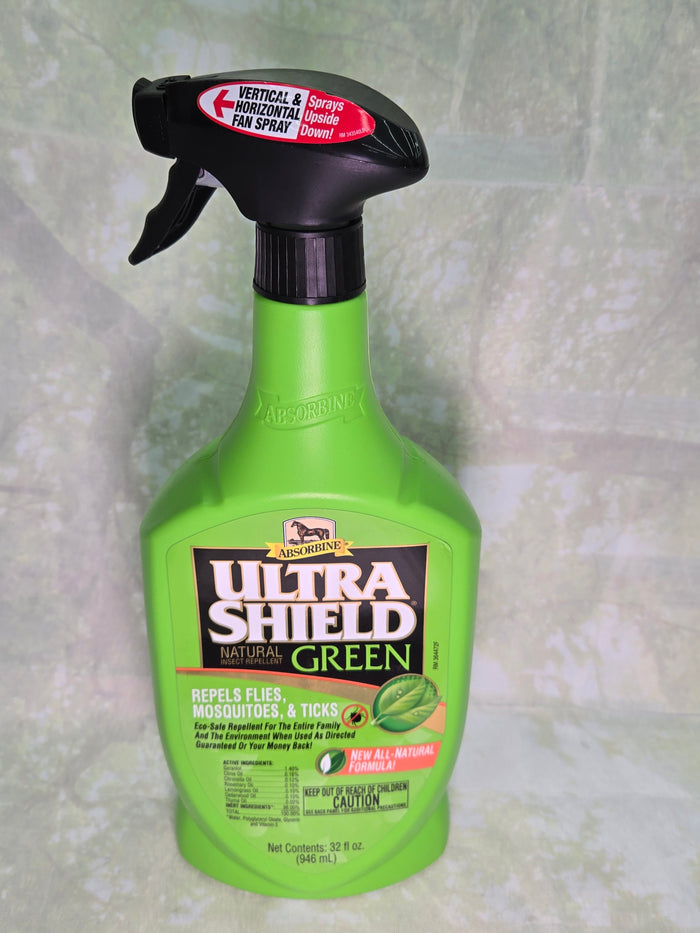 Ultra Shield Green Natural Fly Repellent for Horses 32oz