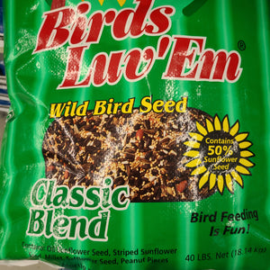 Birds Luv' Em Wild Bird Seed Classic Blend, 40 LB bag