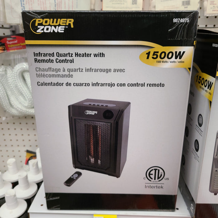 Power Zone 1500W 4 Element Infrared Quartz Heater with Remote Control