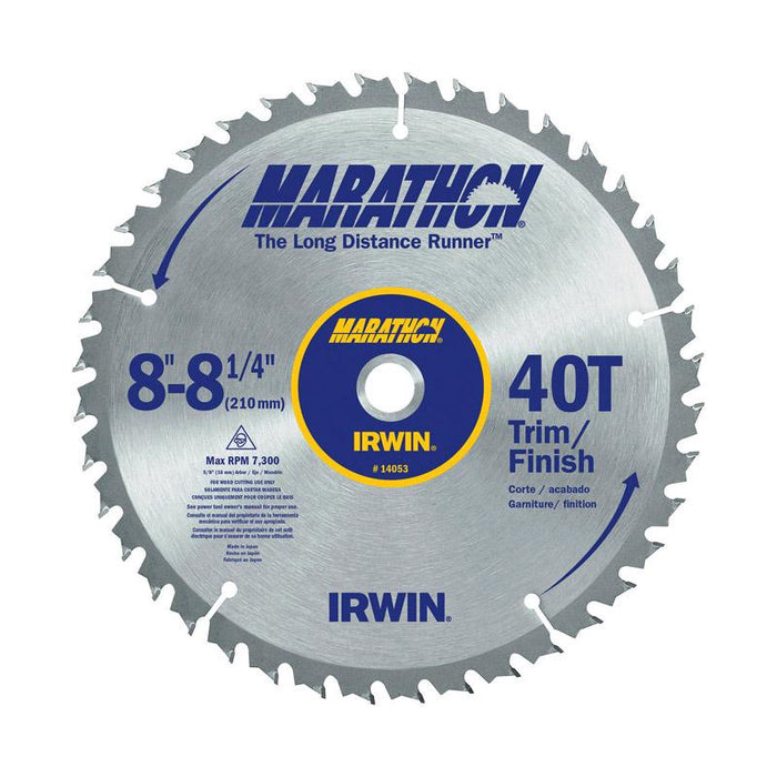 Irwin Marathon Carbide Table/Miter Circular Blade, 8"- 8 1/4", 40 Teeth