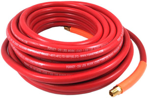 Forney 1/4"x50' RED Rubber Air Hose, Male NPT Fittings on Both Ends