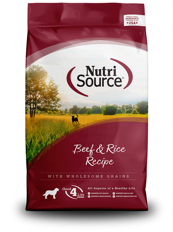 Nutri-Source Beef & Rice Adult Recipe, 30 LB bag