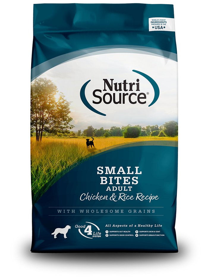 Nutri-Source Adult Small Bites Chicken & Rice Recipe, 15 LB bag
