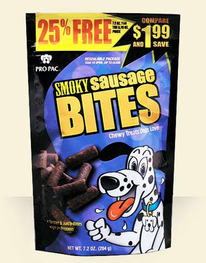 PRO PAC Adult Smoky Sausage Bites Dog Treats, 7.2 oz bag