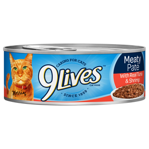 9 Lives Meaty Pate with Real Tuna & Shrimp, Wet Cat Food,  24Pk