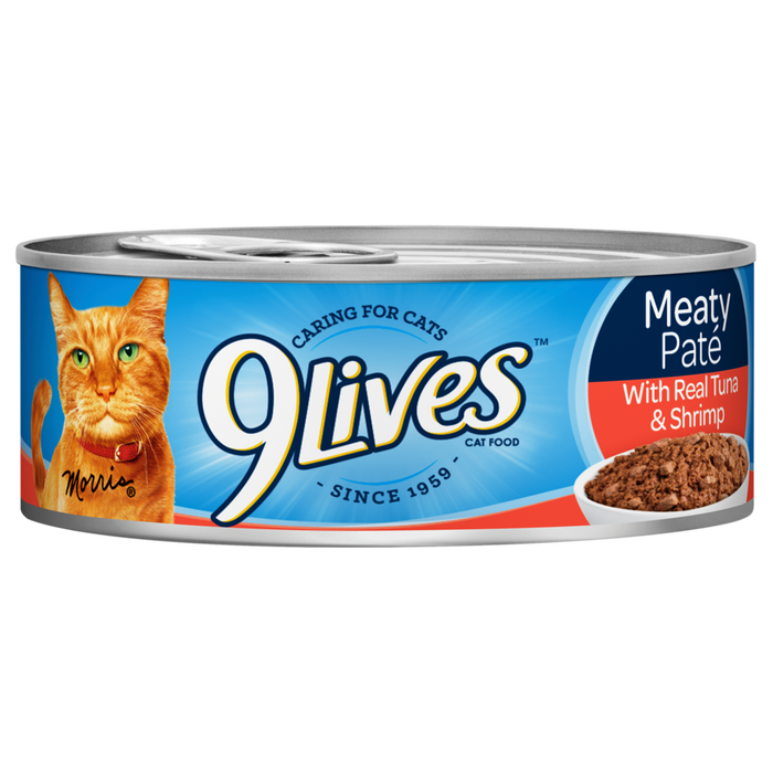 9 Lives Meaty Pate with Real Tuna & Shrimp, Wet Cat Food,  24Pk