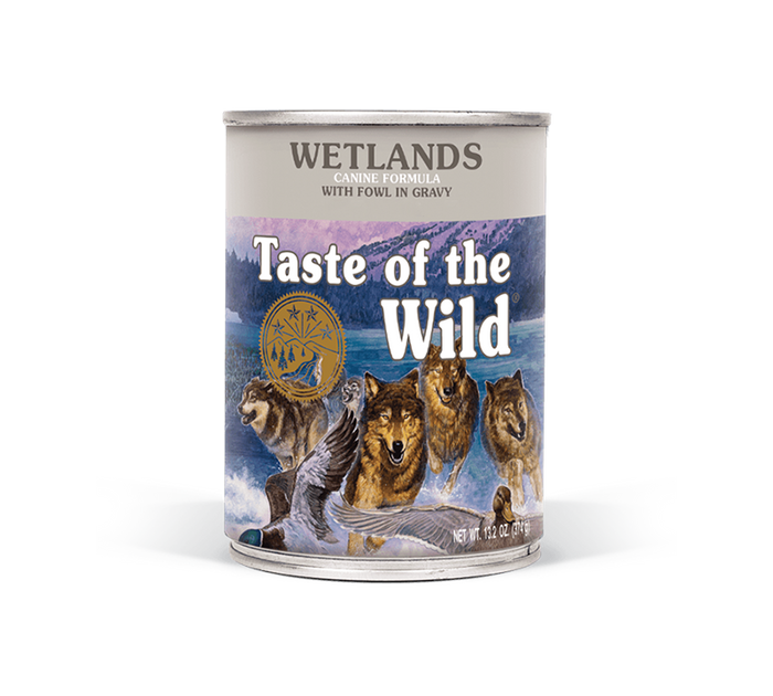 Taste of the Wild Wetlands Canine Formula with Fowl in gravy, 13.2 oz Canned Dog Food